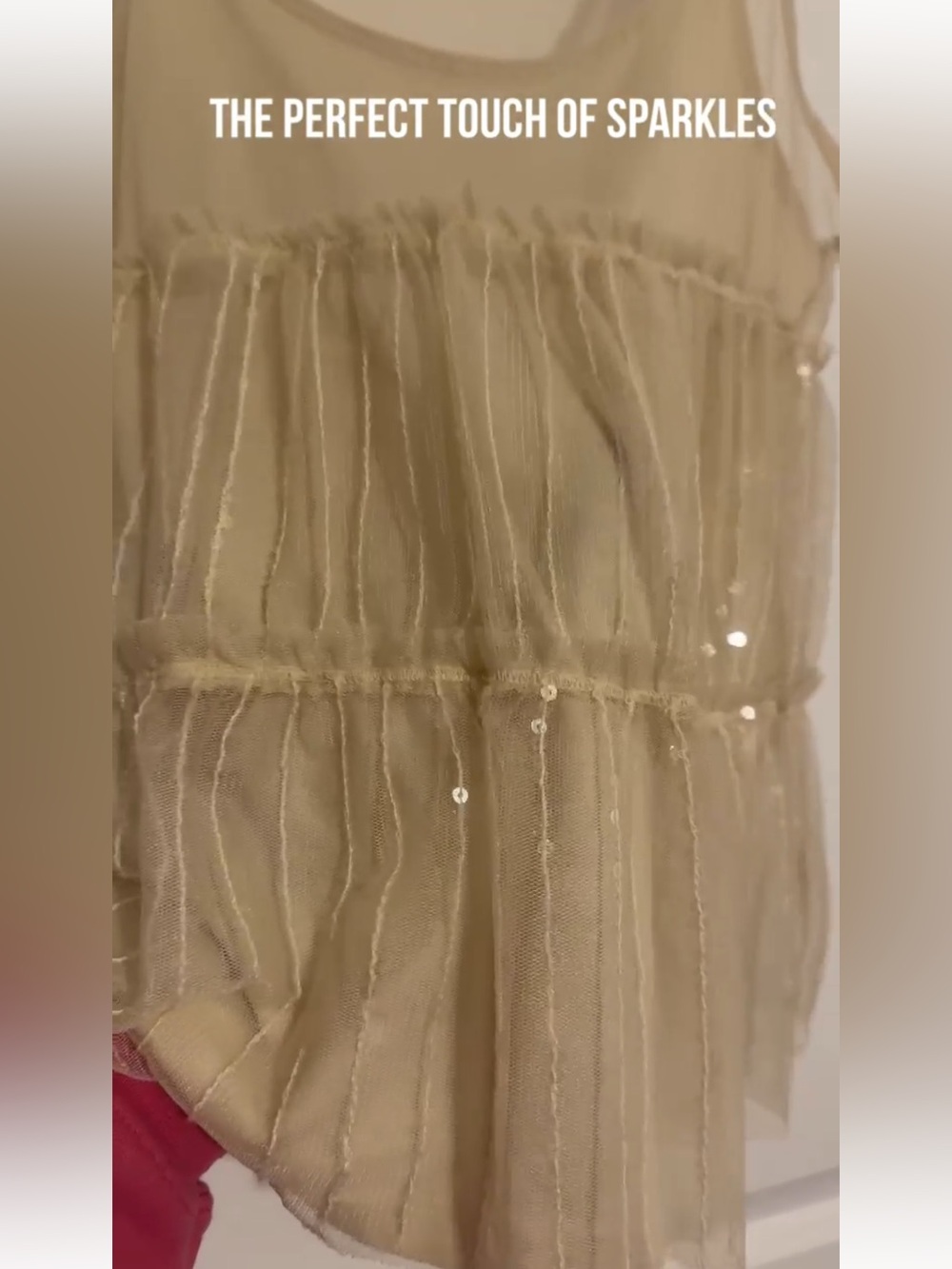 American Eagle Outfitters Cream Layered Sequin Top - Sheer Over Camisole Top - Picture 4 of 11